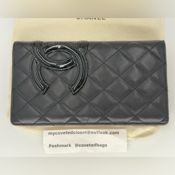CHANEL Cambon Quilted Checkbook Wallet w/Bright Pink Interior and Entrupy COA - Picture 3 of 15